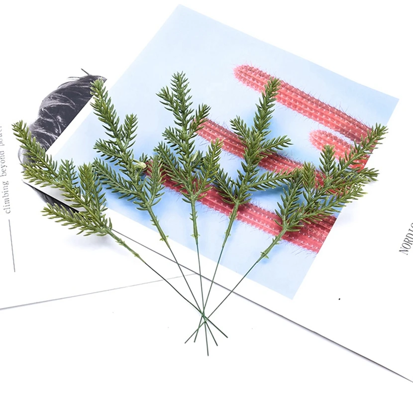 10/15pcs Artificialplant Cheaper Christmas Tree Pine Needles NewYear Decor Home Outdoor Garden wall Scrapbook Diy Gift Candy Box