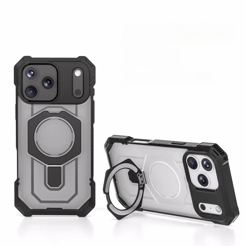 

Роскошный противоударный чехол в стиле милитари для iPhone 17 Pro Max 17 Air 17 Pro Magsafe с магнитным кольцом и подставкой, твердый чехол