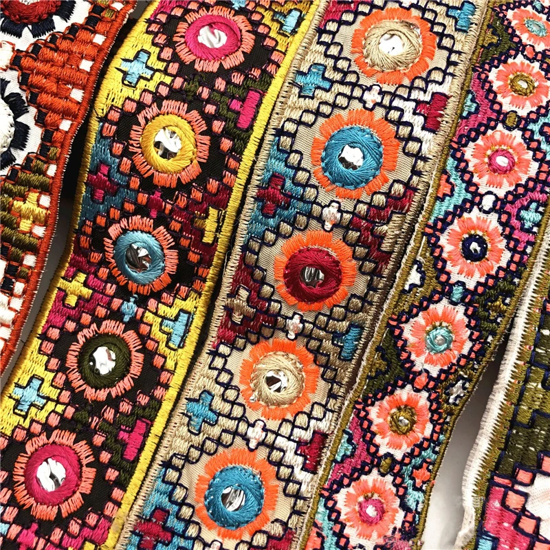 2.5 - 5.6 Cm Wide Color Retro Ethnic Style Lens Embroidery Lace Barcode Clothing Accessories Luggage Jacquard Webbing