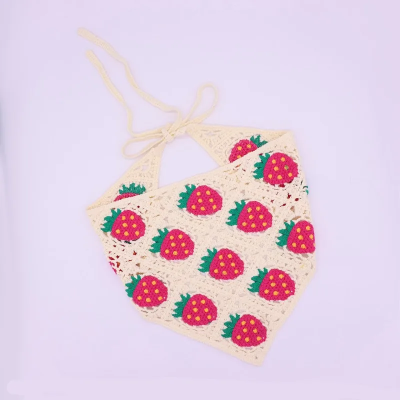 1PC Handmade Crochet Headscarf Daisy Triangle Hair Band Floral Fruit Decor Hair Accessories