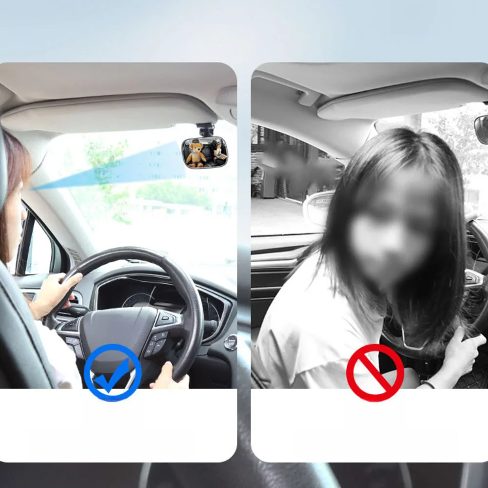 

Внутреннее защитное зеркало детского автомобиля для подголовника, зеркало заднего вида с зажимом, небьющийся акрил, 360° ° Регулируемый