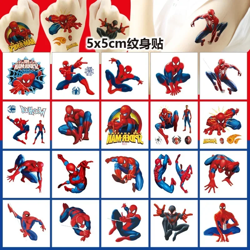 20Pcs Marvel Spiderman Tattoo Stickers Anime Spider-Man Cartoon Tattoo Sticker Kids Birthday Party Gives Gifts Body Art