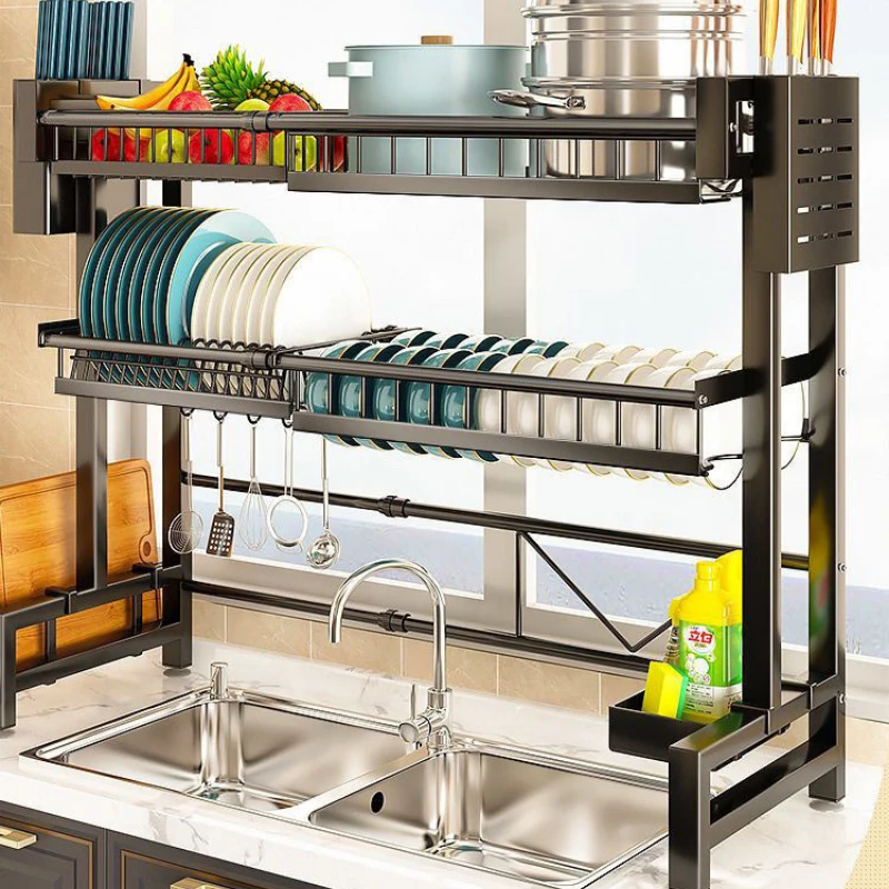 

Раковина, растягивающаяся полка для хранения, чаша, сливная полка, многофункциональный органайзер для посуды, набор регулируемых кухонных принадлежностей