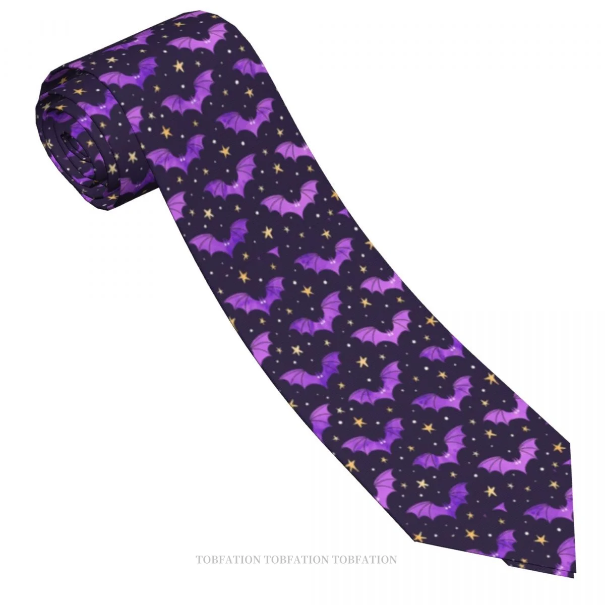 Watercolor Bats Purple Print Ties Bats Casual Unisex Neck Tie Shirt Decoration Narrow Striped Slim Cravat