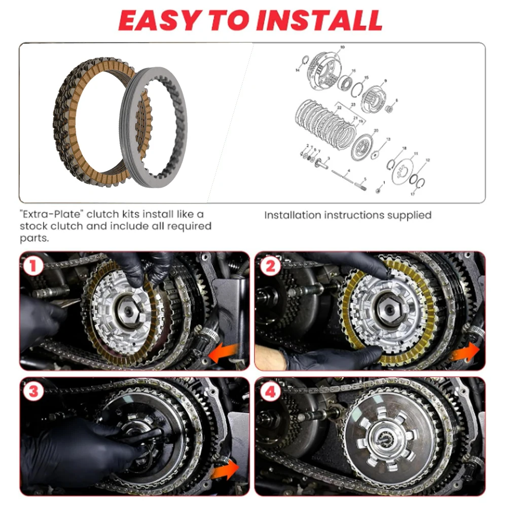 Motorcycle Accessories Heavy Duty Clutch Plate and Spring Kit for Harley Davidson Sportster 1991-2017 Big Twin 1990-1997