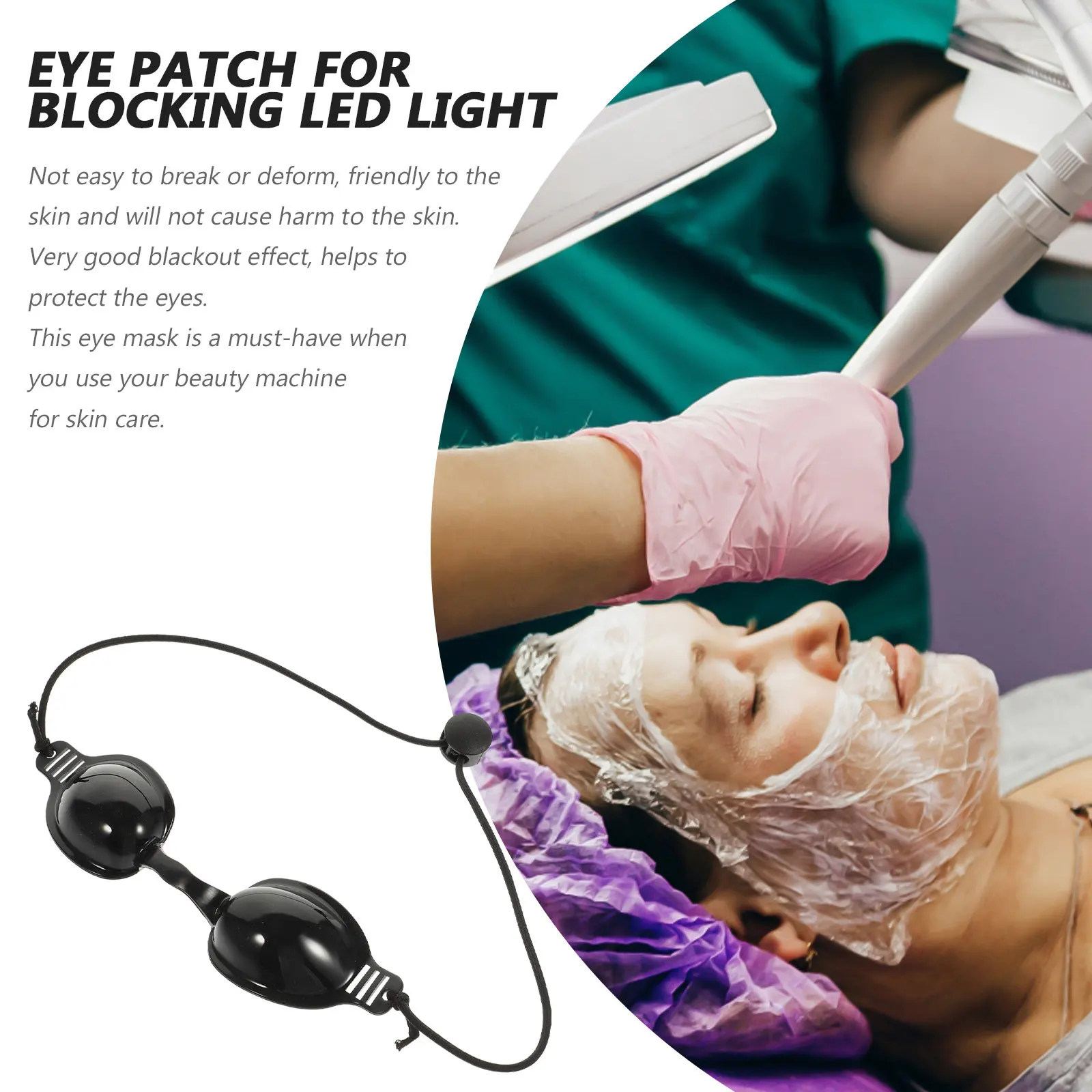 Protective Eye Patch Shading Goggle PU Material Adjustable Length Comfortable Sunbathing Skin Care Eye Mask for
