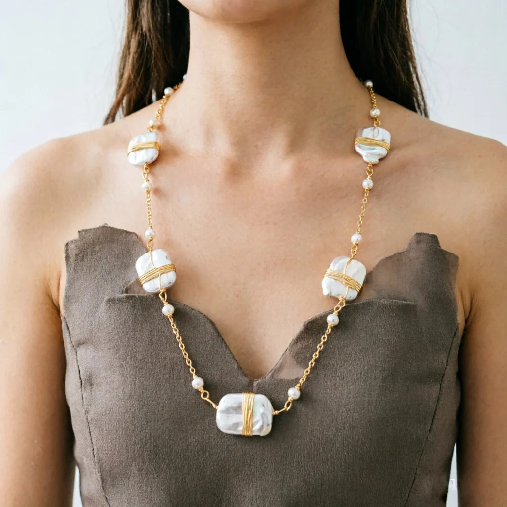 Vintage French Baroque Pearl Neck Chain Hand Wound Grace Elegant Wearable Collar Choker Fashion Women Jewelry Accessory
