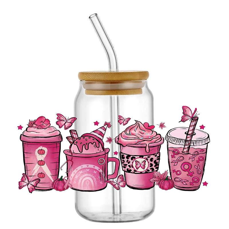 Easy peel waterproof DIY Decals Valentine's Day 3D transfers uvdtf crystal sticker 16oz uv dtf cup wraps for Libbey Glasses