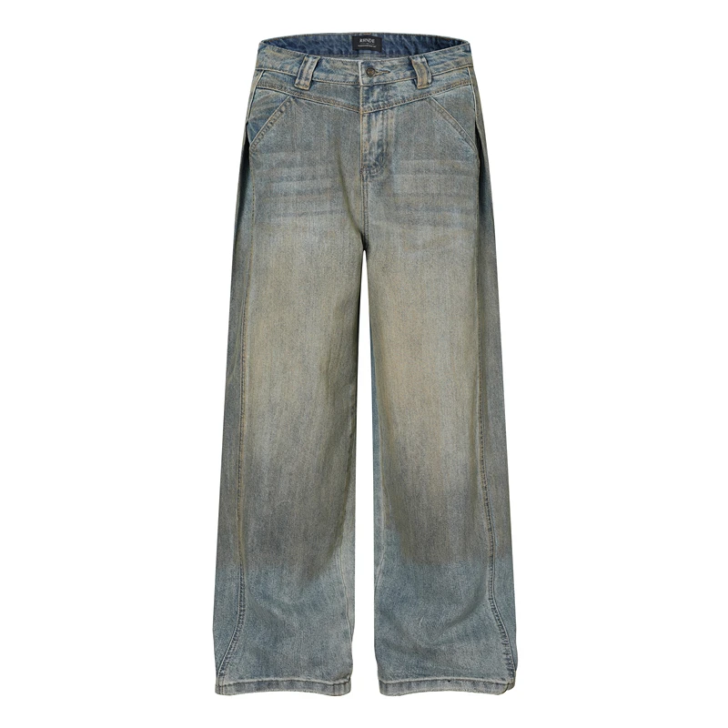 

Винтажные джинсы в американском стиле, свободные прямые широкие брюки, унисекс, модный брендовый дизайн, повседневные джинсы