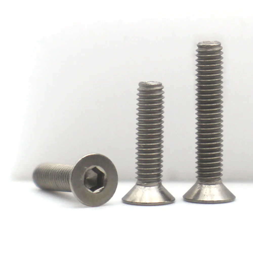 TA2 Pure Titanium Flat Head Hex Socket Cap Screws M2 M2.5 M3 M4 M5 M6 M8 M10, Lightweight Rustproof Heavy Duty Bolts 2/5/10pcs
