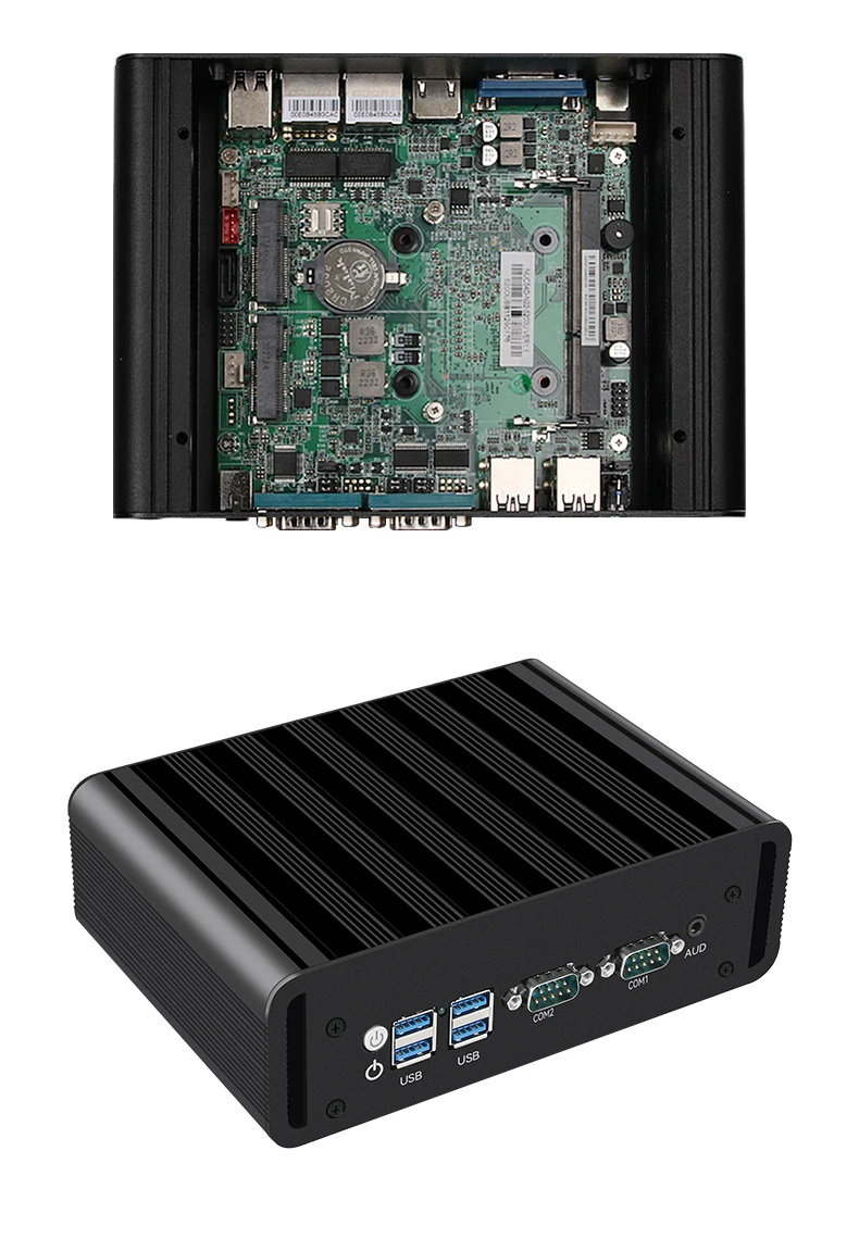 Mini PC industriale senza ventola Intel N100 J6412 i5-5200U 2xEthernet 2x COM RS485/232 3G 4G LTE Slot per scheda SIM GPIO WiFi Windows Linux