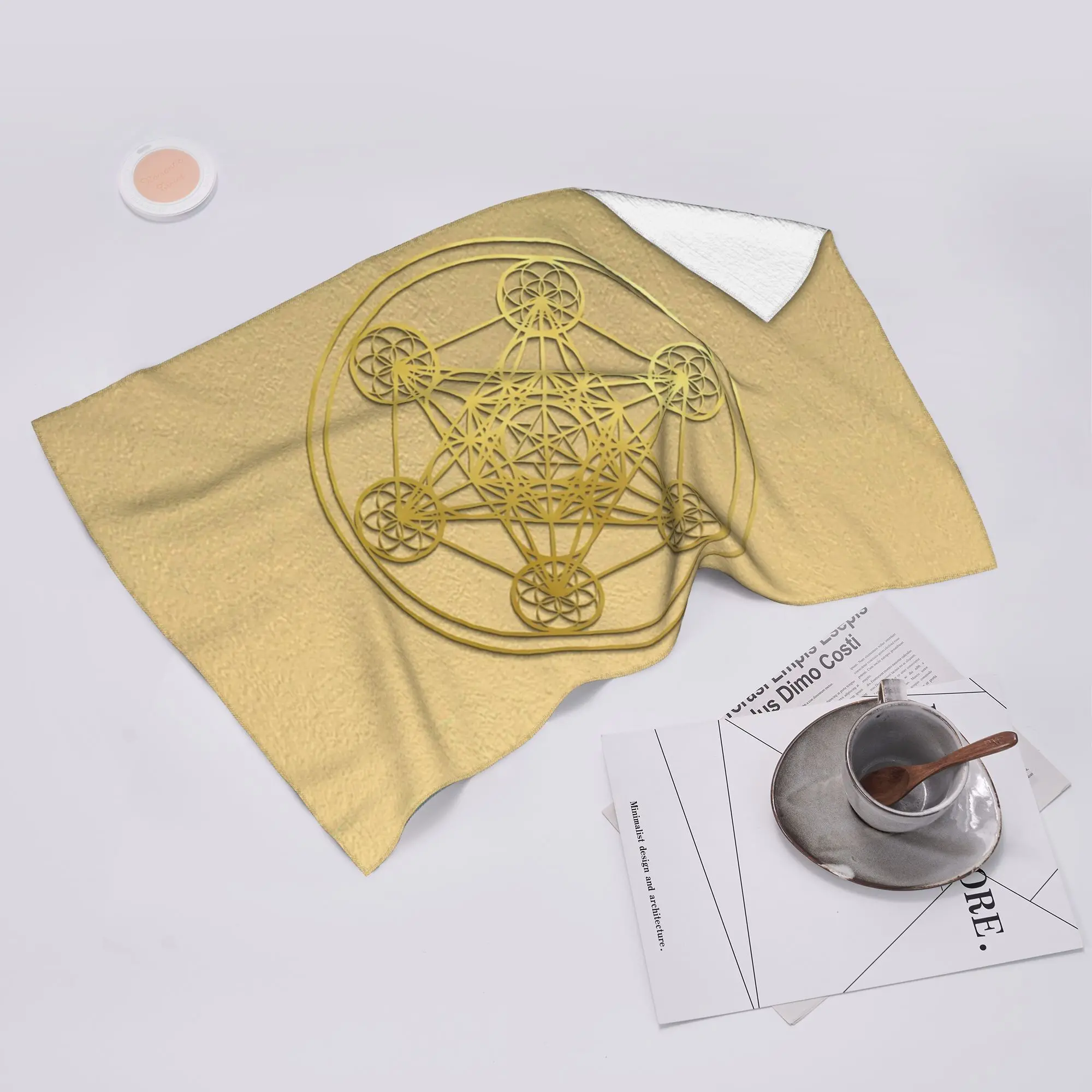 Custom Metatron Cube sacred mandala healing amulet Soft Face Towel Quick Dry Pool Bath Cotton Towels Absorbent