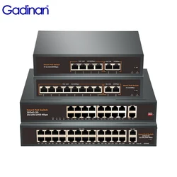 Gadinan 4/8/16/24 Ports 52V Standard POE Switch 100mbps/1000mbps Gigabit Ethernet For NVR IP Camera/Wireless AP/CCTV Cameras Kit