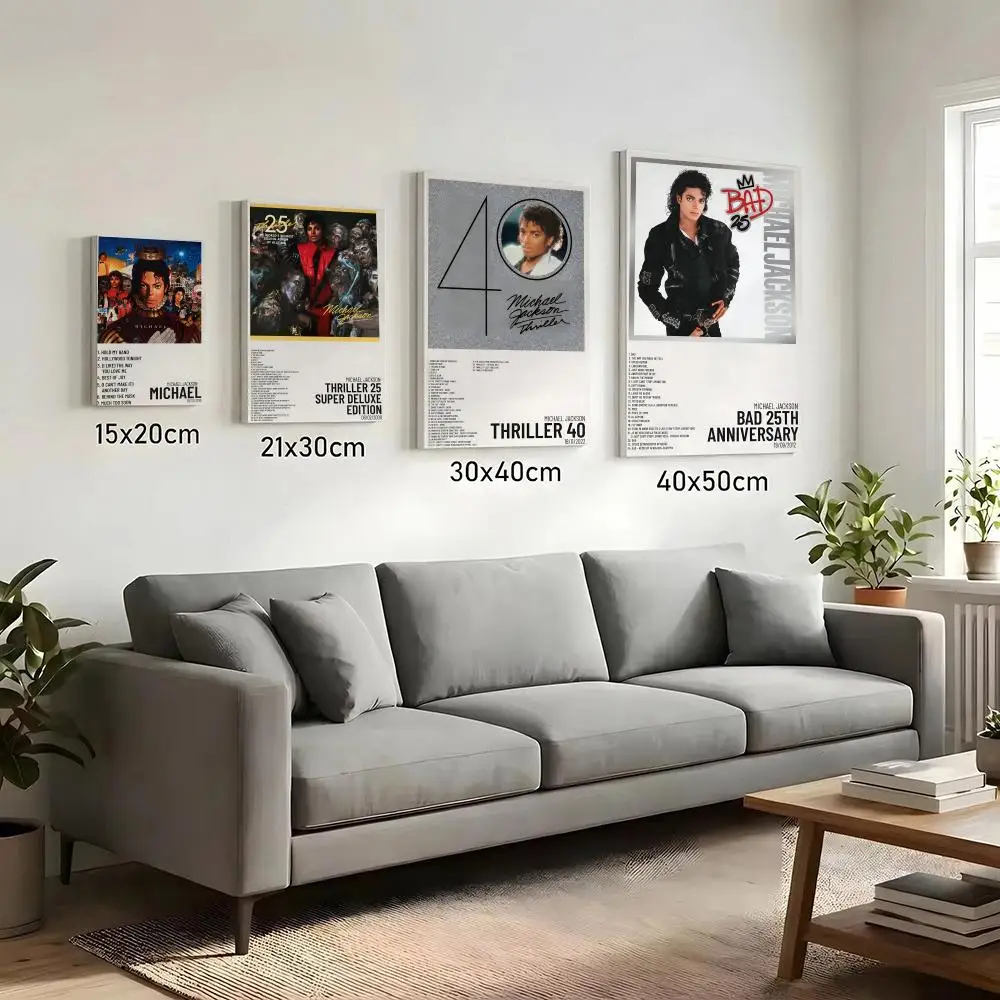 M-Michael J-Jackson Album Singer Painting Calligraphy HD Canvas Print Poster Wall Art | Optional Frame | Modern Hallway Decor