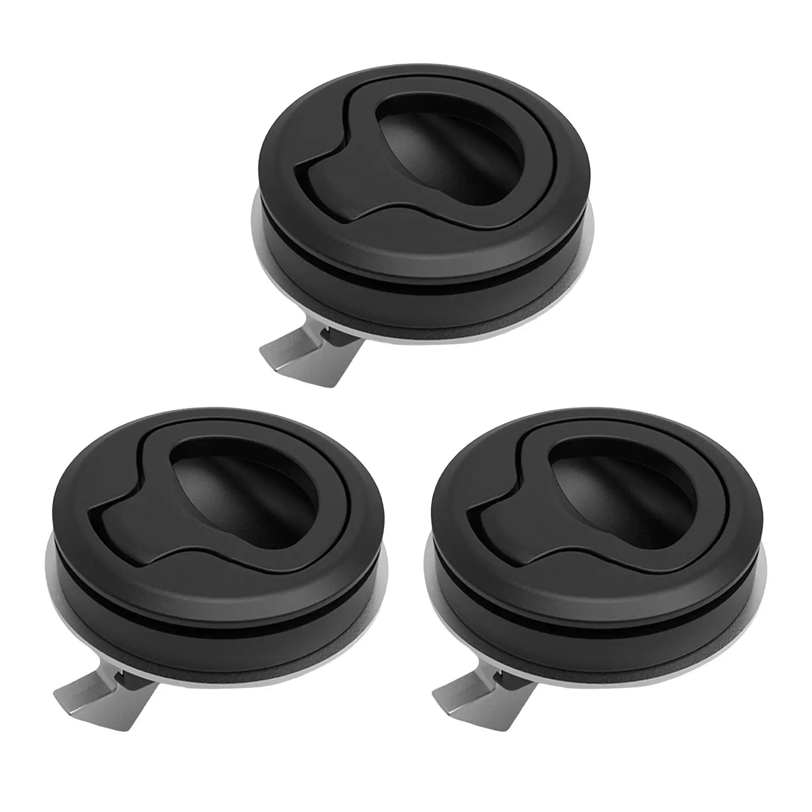 Marine Boat Flush Pull Latch Round Hatch Lock Black Lift Handle Plastic Zinc Alloy for Yacht RV Trailer Door