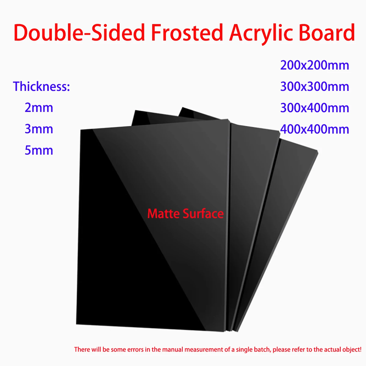 Double-Sided Frosted Board, Black Acrylic Board, Opaque Organic Glass Board, Laser-Cut Board Thick 2mm3mm5mm