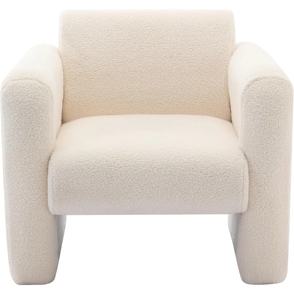 كرسي LZ LEISURE ZONE الحديث، كرسي بذراعين مريح للقراءة من قماش Sherpa، كرسي بذراعين مبطن ناعم مع ظهر و