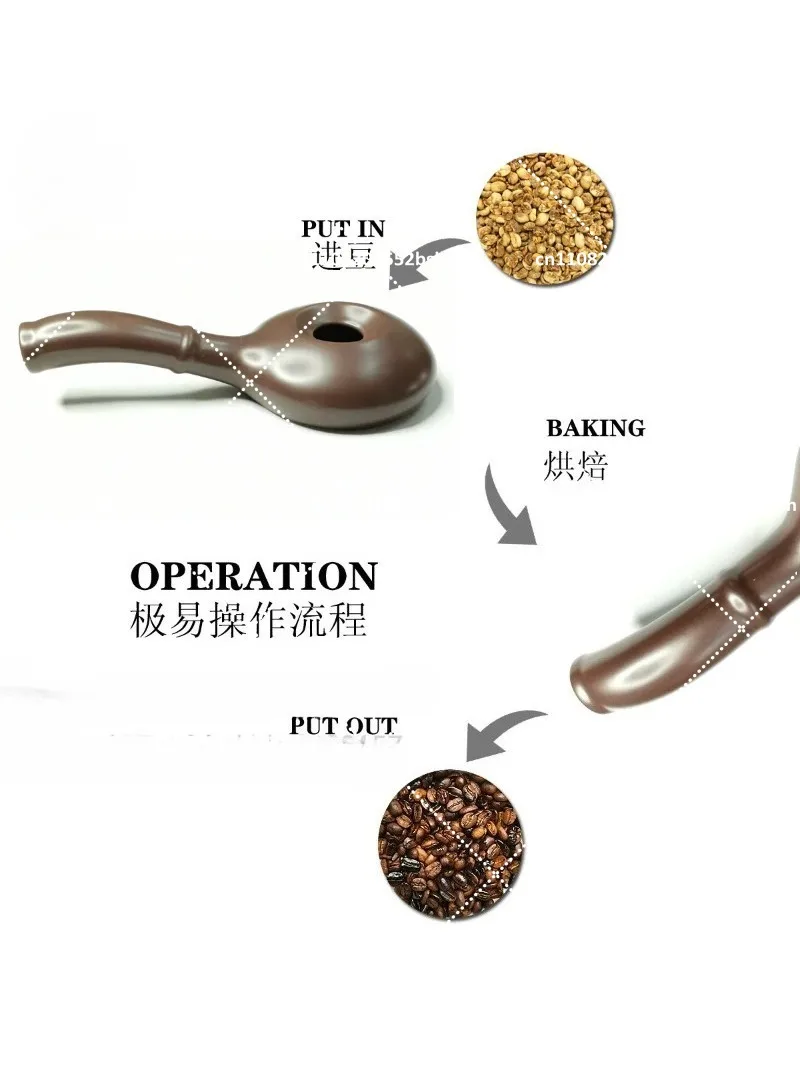 Ceramic Coffee Roaster Home Roasting Pot Hand Crank Bean Roaster with Free Raw Beans