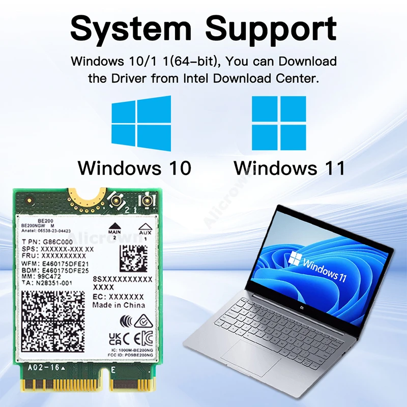 WiFi 7 BE200 Bluetooth 5.4 Wifi カードトライバンド 2.4G/5G/6GHz ワイヤレスネットワークアダプタ Windows 10/11 PC ラップトップ用アンテナ付き