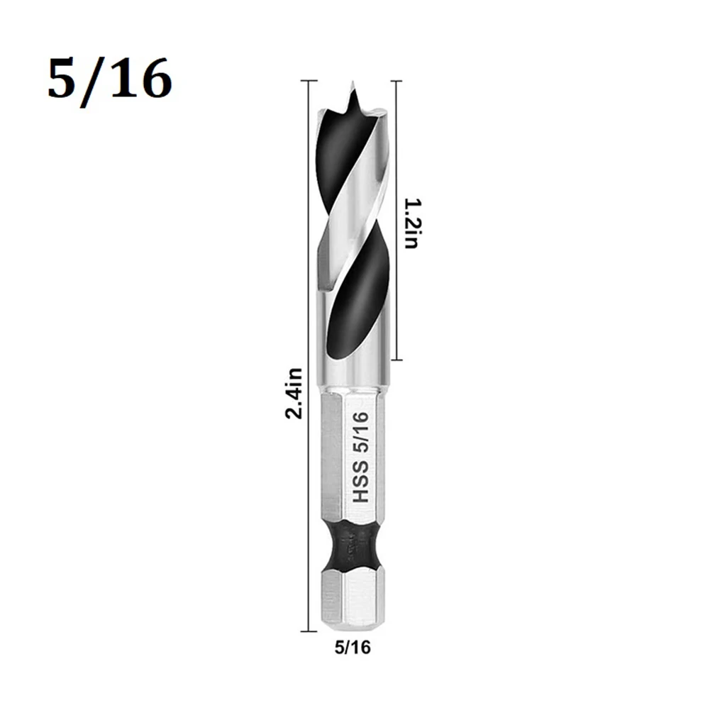 1pcs High Quality Home Drill Bit Power Tools Hex Shank 6.35mm Drill Bit Set For Woodworking Quick Change Silver