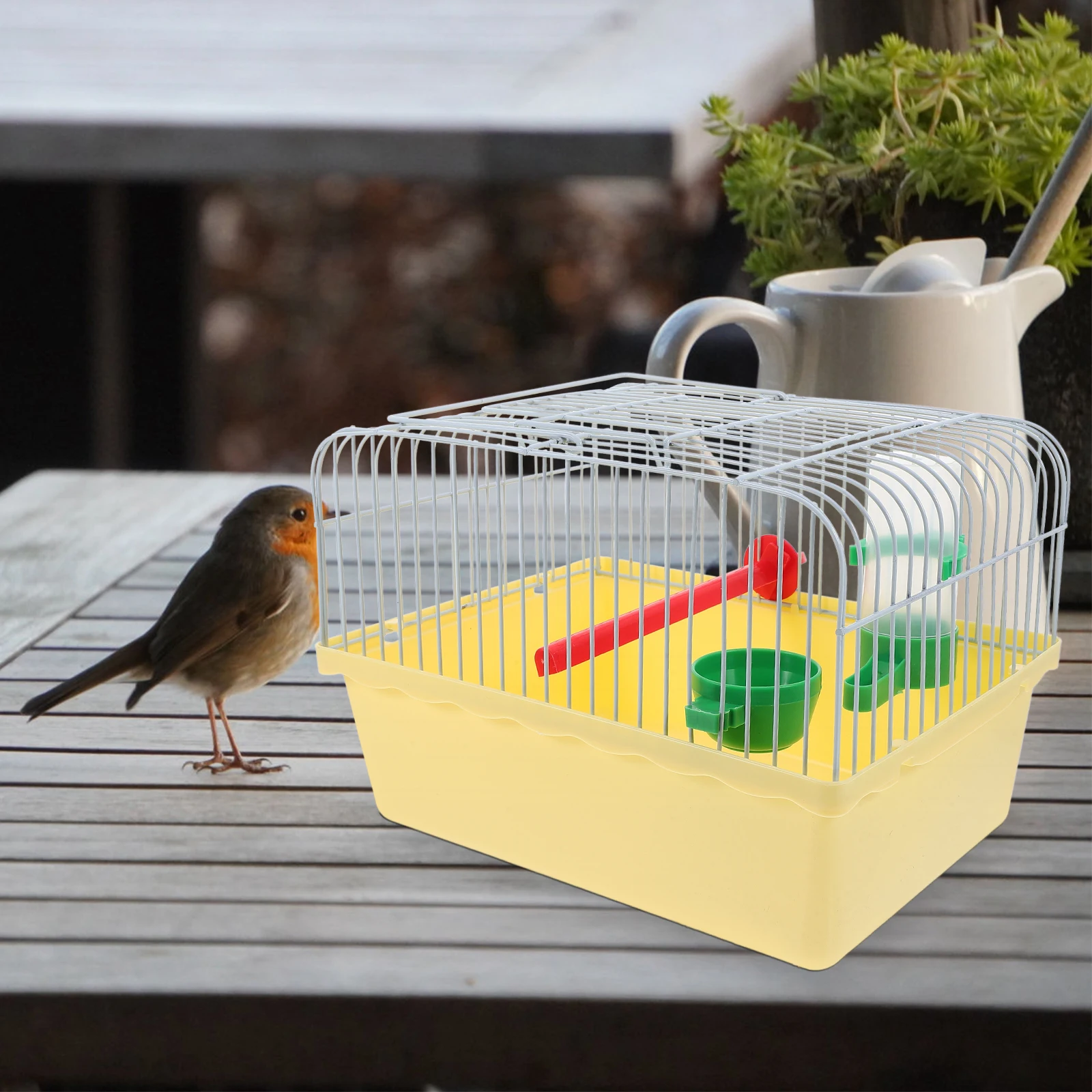 

Spacious Portable Bird Cage for Small Birds with Food Box Waterer Ideal Travel Carrier for Parrots Cockatiels Conures Outdoor