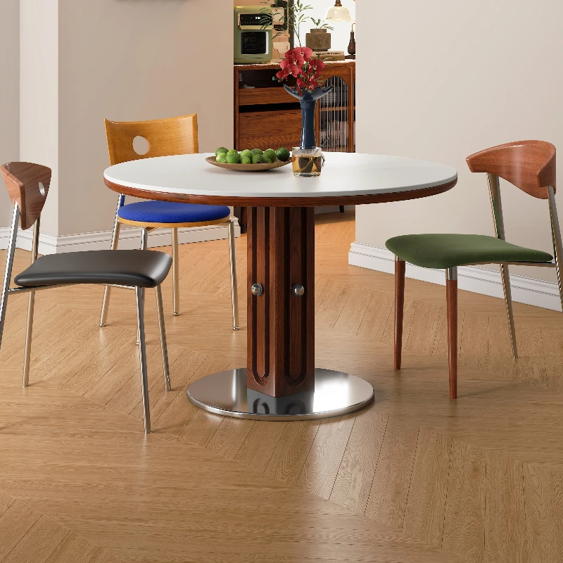 

Round table medieval dining table, household, ash wood slate table