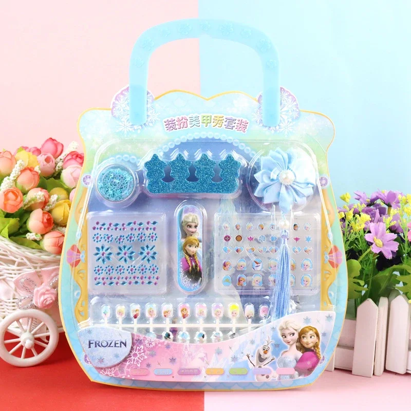Frozen Elsa Anna Olaf Cartoon Animation Peripheral Cute Girly Heart Diamond Nail Sticker Nail Art Set Children's Holiday Gift