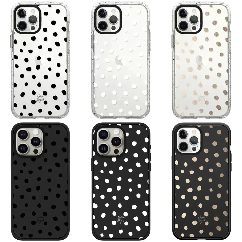 

Dots Fashion Black Border iPhone 12 13 14 15 Pro Max Protective Case