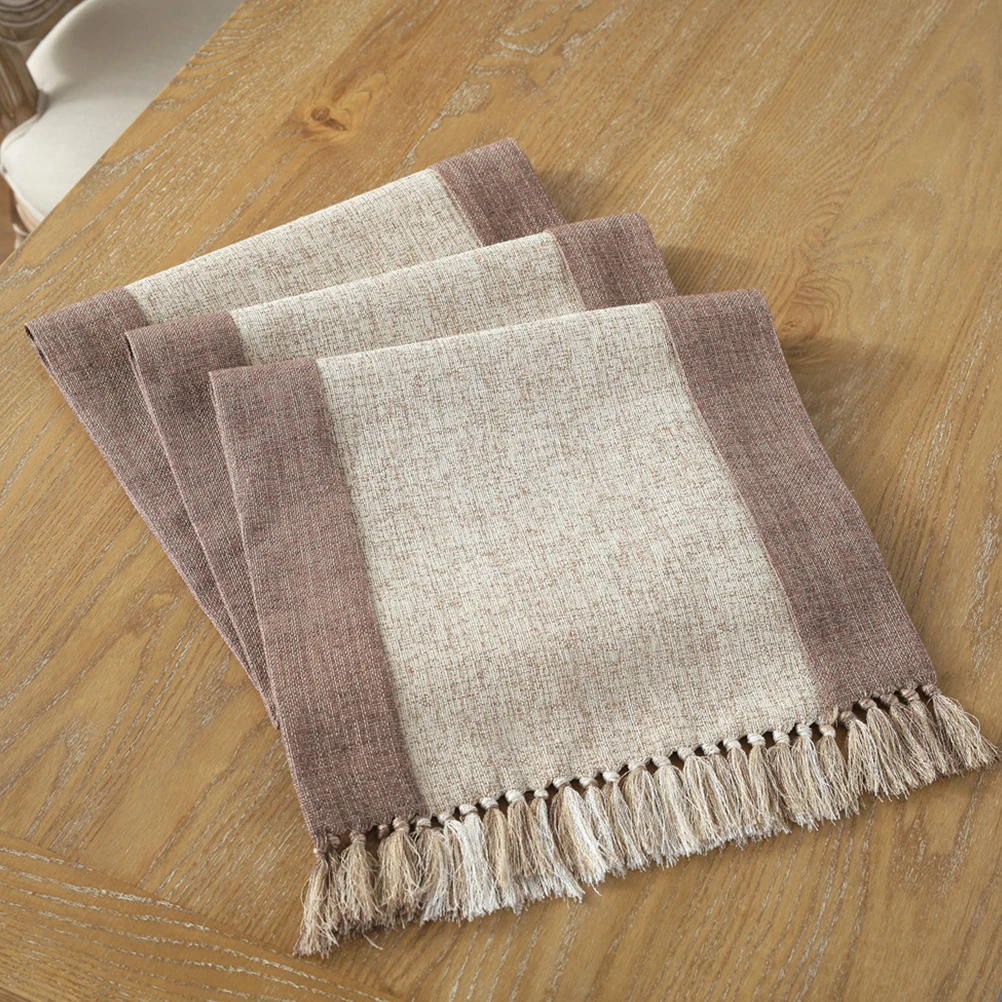 

Double Tassel Table Runner Fine Cotton Weave for Party Dining Setup Beige Size 2 Elegant Washable Home Styling Accessory
