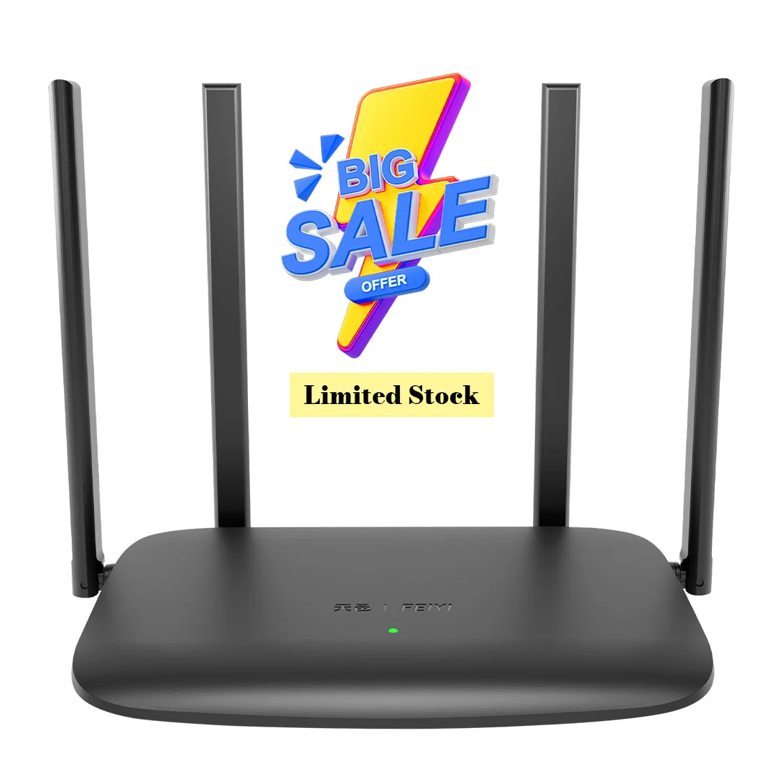 

FEIYI R12G Dual Band Wireless AC1200 Router Wifi Range Repeater with 4*6dBi High Gain Antennas Wider Coverage Wi-Fi Extender