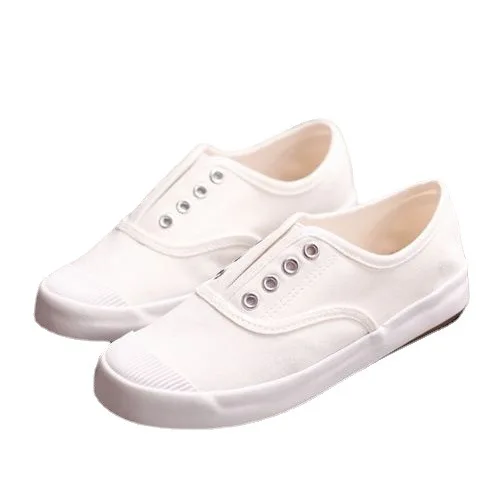 Women Canvas Shoes Elastic Band Lady Loafers Flat Heel Slipon All Match Girls White Shoes Sneakers Spring Autumn Tenis Femino