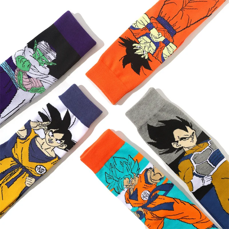 Cartoon Anime Dragon Ball Son Goku Meias Homens Hip Hop Imprimir Skate Meias Personalidade Casual Algodão Longo Meia Respirável Meia