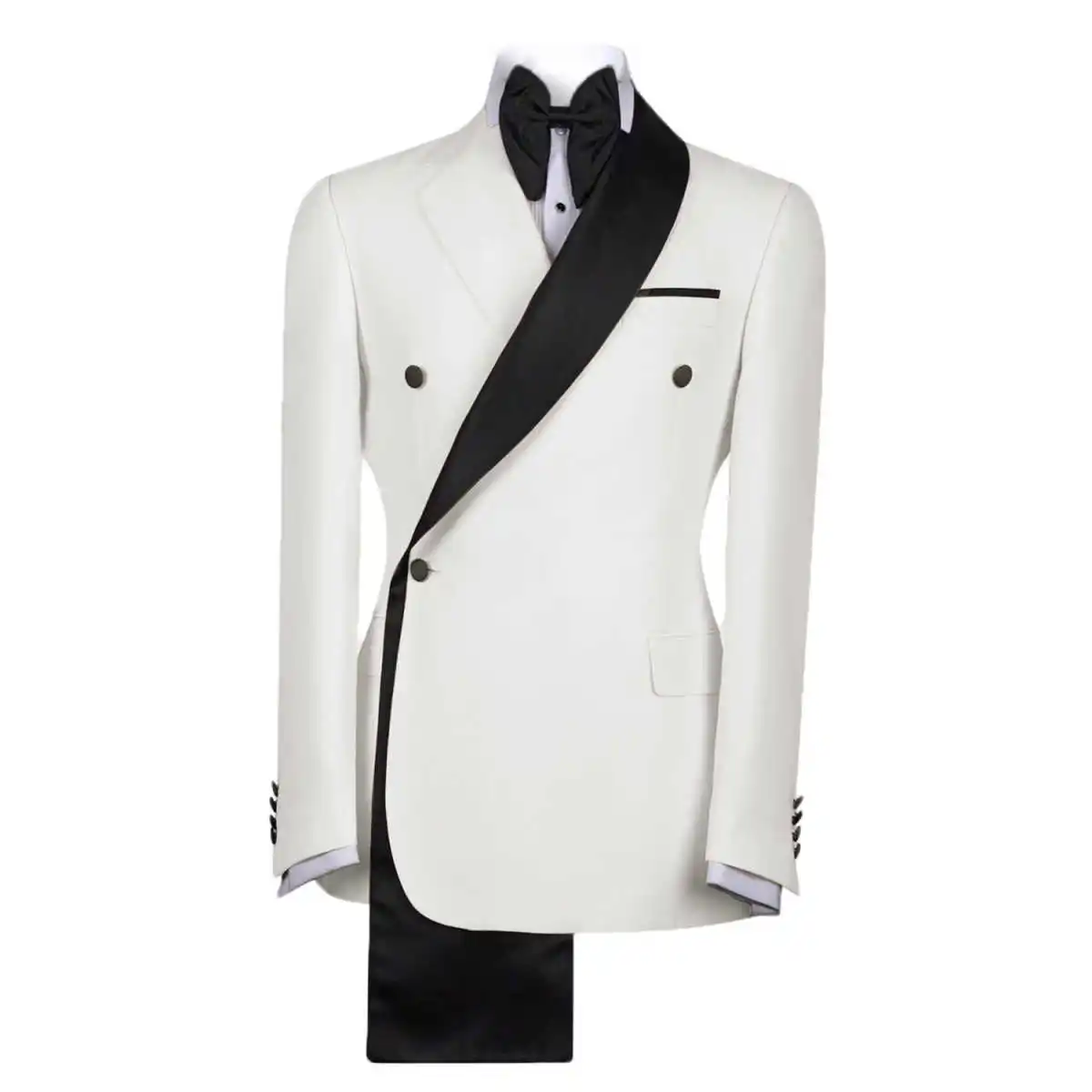 

Hot Selling Men's Irregular Collar Black and White Spliced One Button Suit Jacket New Men's Single Piece Coat
