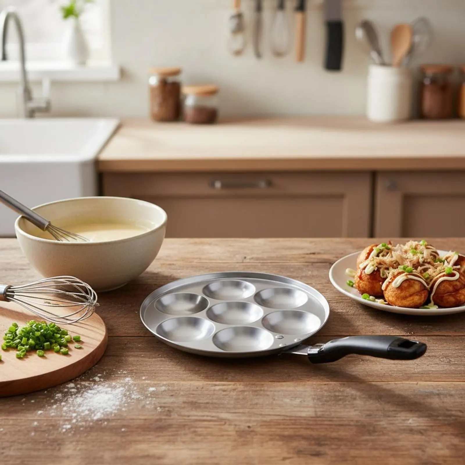 Takoyaki Pan Easy to Clean Japanese Takoyaki Appliance Squid Round Appliance Multifunctional Aebleskiver Pan Versatile