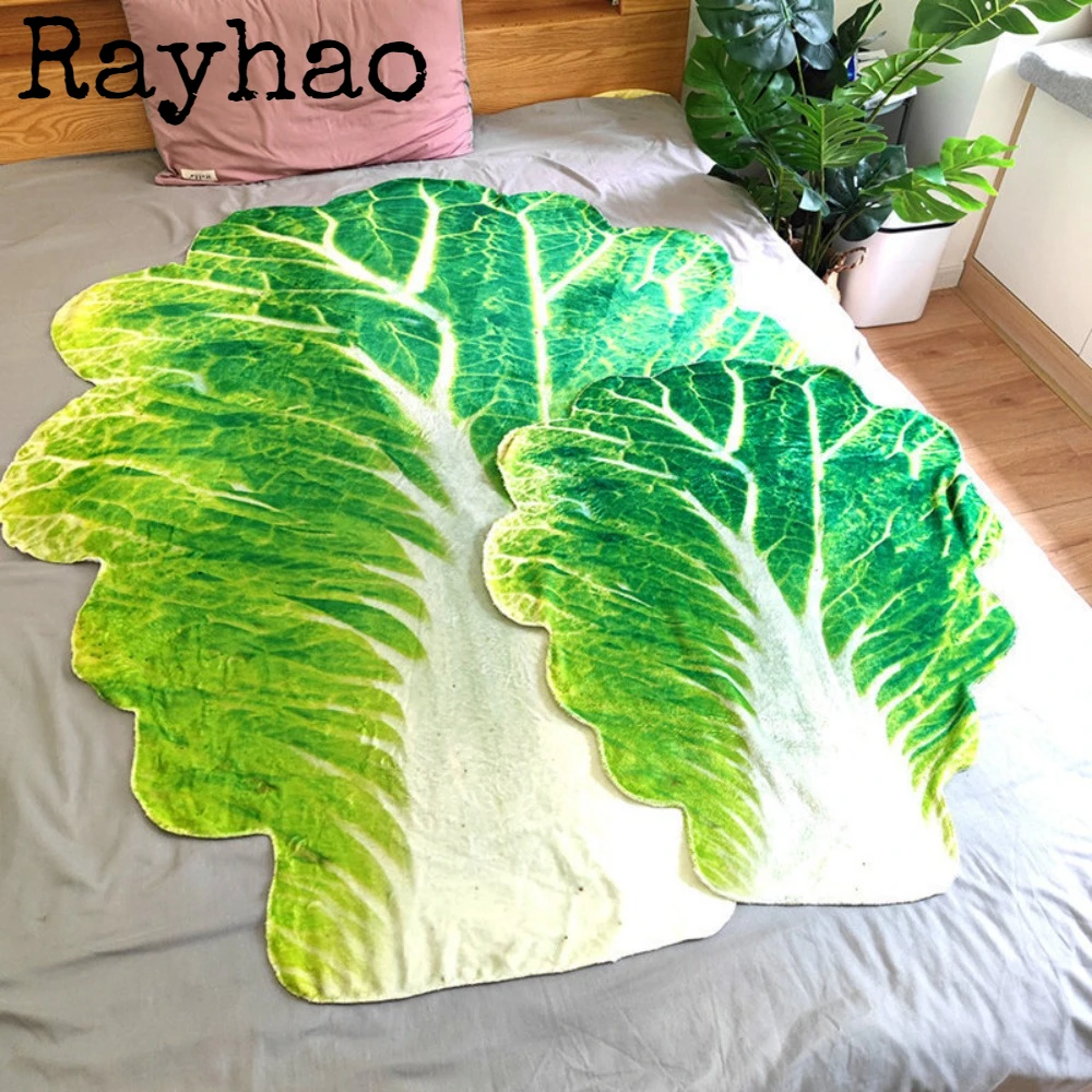 

Simulation Cabbage Double-Sided Flannel Soft Blanket Sleeping Wrap Towel Blanket Warm and Fun Green Vegetable Shaped Blankets