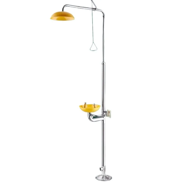 304 stainless steel emergency shower eyewash composite emergency eyewash industrial single and double water inlet