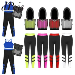 6 16 Years Children's Girls Yoga Set Teens Hip-Hop Clothes Modern Dancing Costume Fashion Kids Street Dance Outfits Streetwear