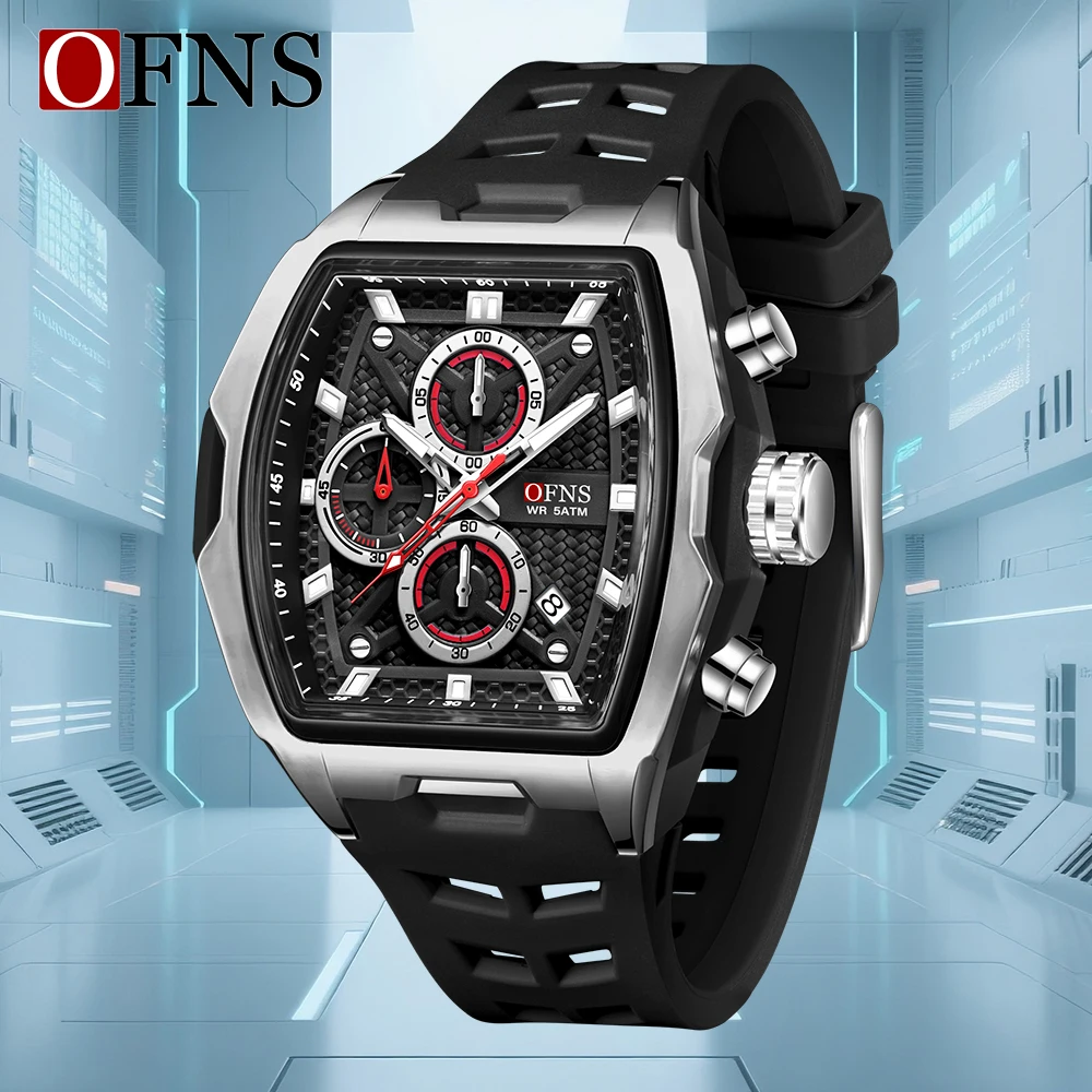 OFNS New 1205 Fashionable Men's Electronic Watch Three Eye Six Pin Chronograph Waterproof Night Light Men's Quartz Watch