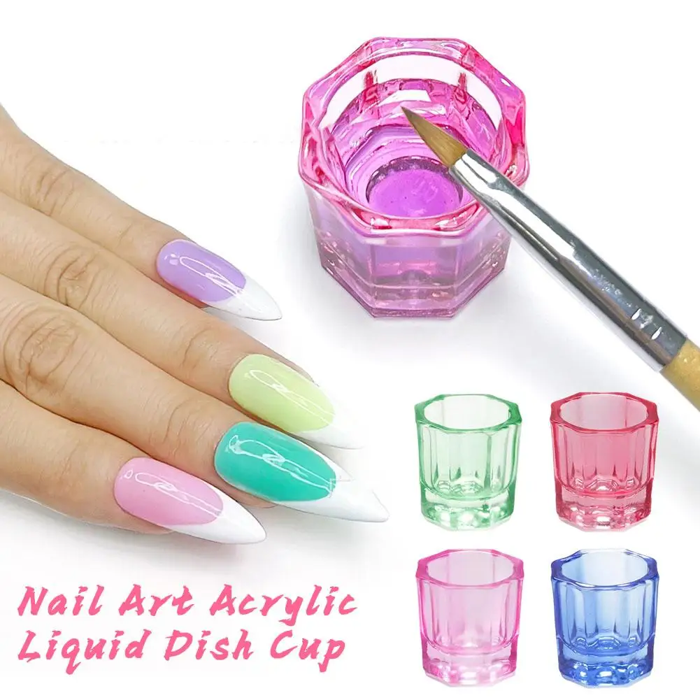 1pcs Crystal Cup For Nail Manicure Tool Clear Glass Container Wash Brush Dappen Dish Acrylic Powder Liquid Mini Bowl Equipm R7A5