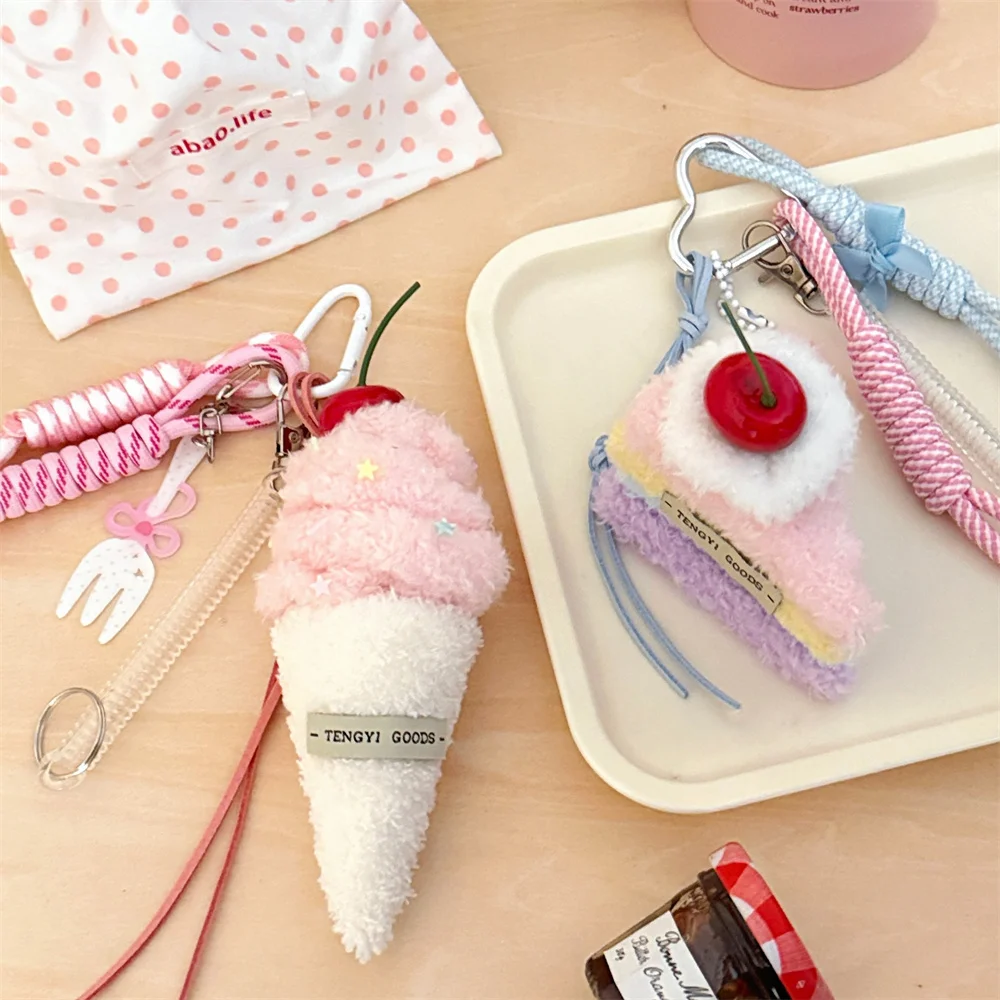 Cute Keychain Fashionable Ice Cream Keychain Hamburger Keychain Cute Bag Pendant For Car Rearview Mirror Handbag Phone