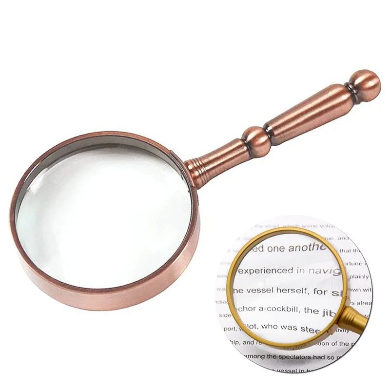 

7X Handheld High Magnifying Glass 65Mm Zinc Alloy Full Metal Handle Portable Glass Lens Magnifier for Viewing Jewelry Reading