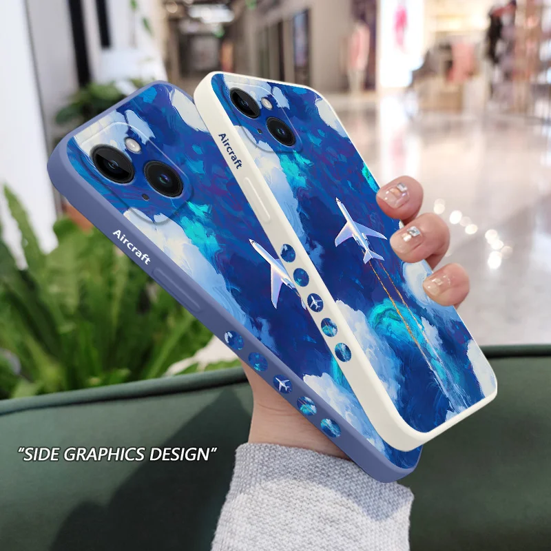 Funda de teléfono aeroplano Sky, carcasa de silicona para iPhone 16, 15, 14, 13, 12, 11, X, XR, XS, 8, 7, 6, 6S Plus, Pro Max, Mini