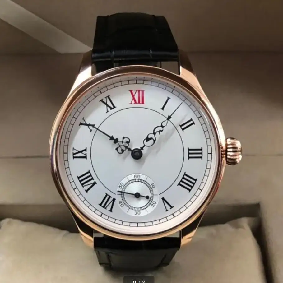 

44mm No Logo Asian 6498 Mechanical Movement PVD Rose Gold Case Pilot Men's Watch GR0128-24A