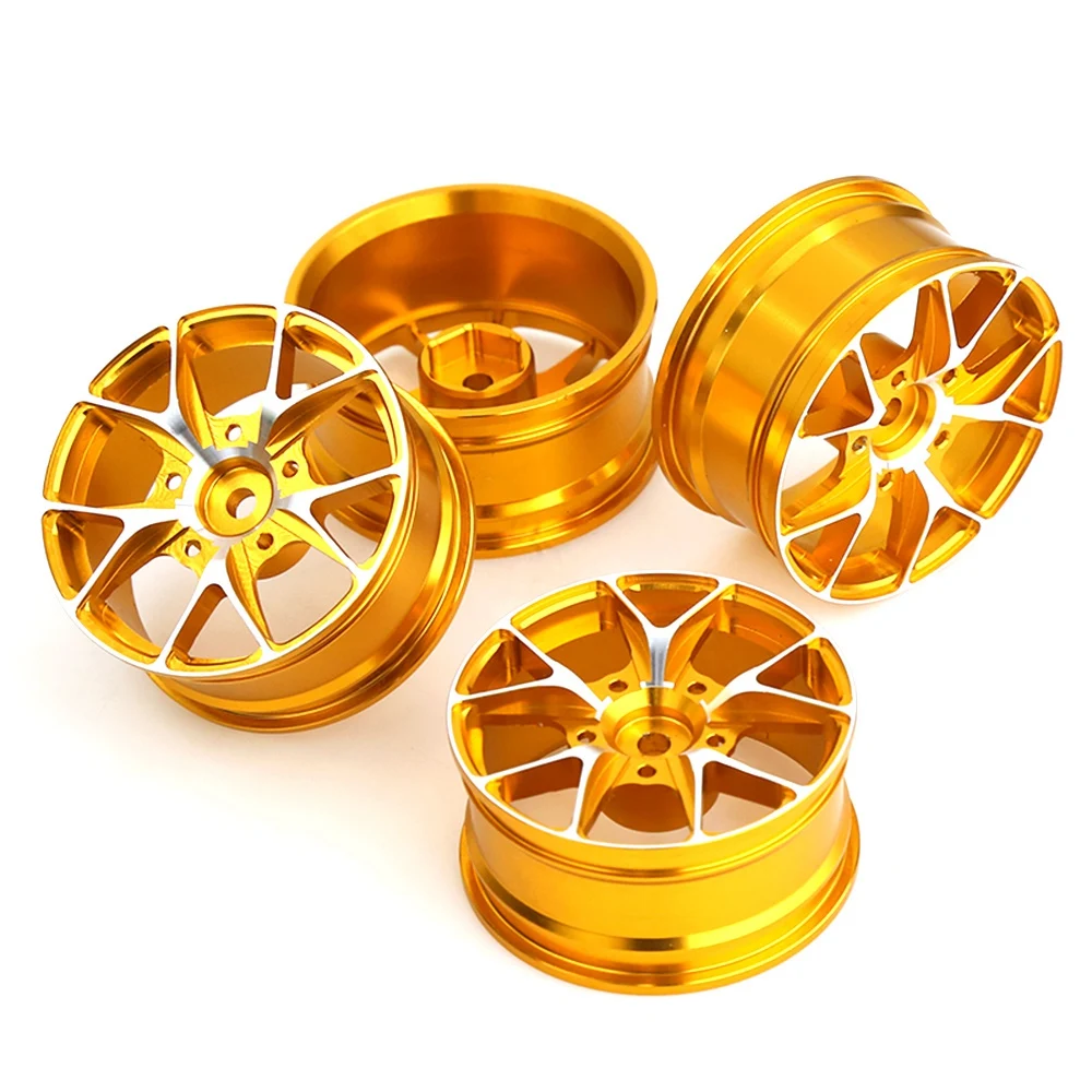 4Pcs Metal Wheel Rims Wheel Hub for 1/10 RC On-Road Drift Touring Car Sakura Traxxas HSP Tamiya HPI Kyosho RedCat,Yellow