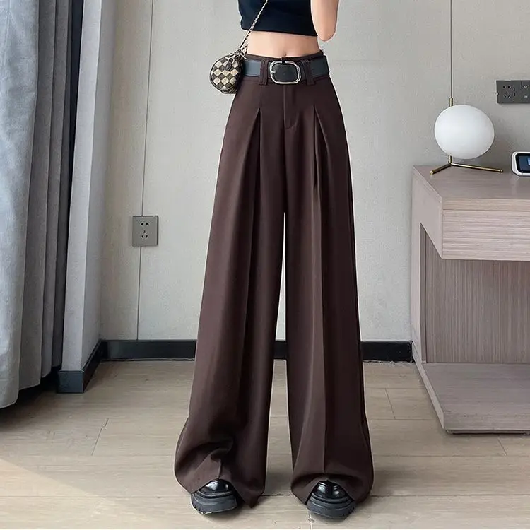 Suit Wide Leg Pants Women's Autumn Hanging Waistband Accentuates Slimming High Waisted Straight Leg Casual Floor Pants Korean