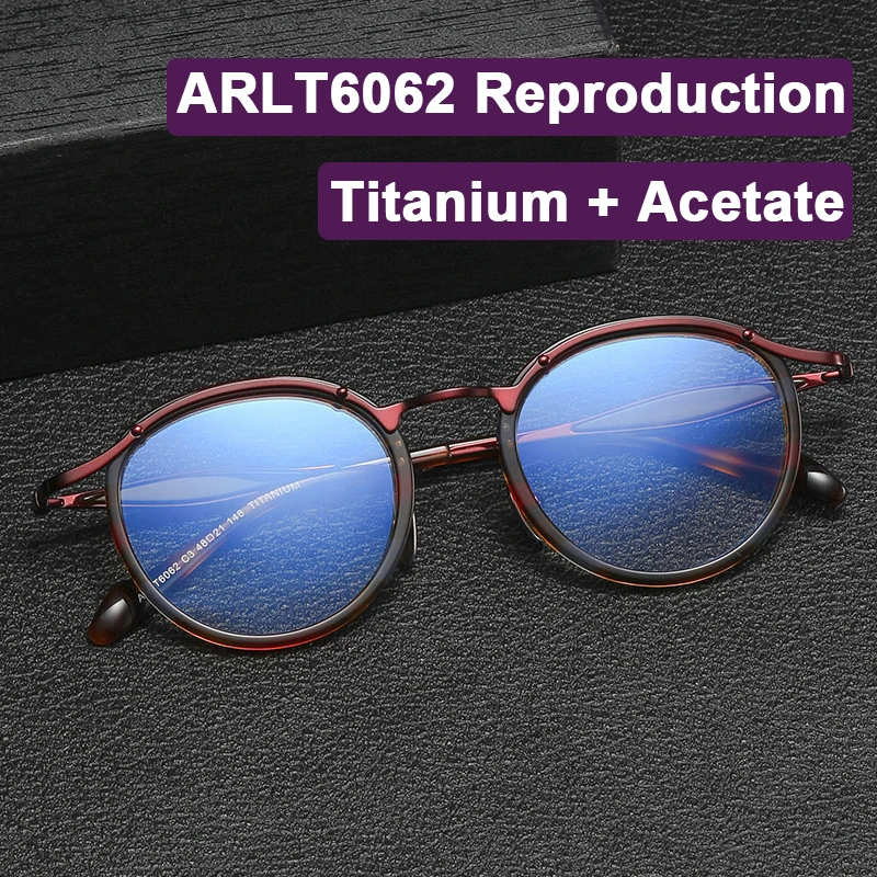 

Italy Brand Same Design Pure Titanium Frame Acetate Decoration Eyeglasses Women Men Retro Special Hinge Link Glasses Frame