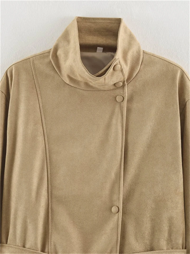 uobioziy 2026 Fall Waist-Cinching Collarless Jacket Classic Style Slim-Fit Cut Jacket with Delicate Button Details Vintage
