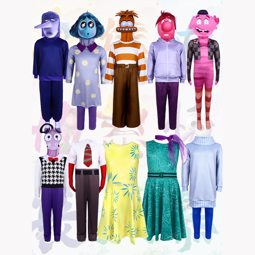 Anime Movie Inside Out Joy Cospaly Costume Joy Anger Fear Cos Outfits For Adult Kids Halloween Stage Performance Costume