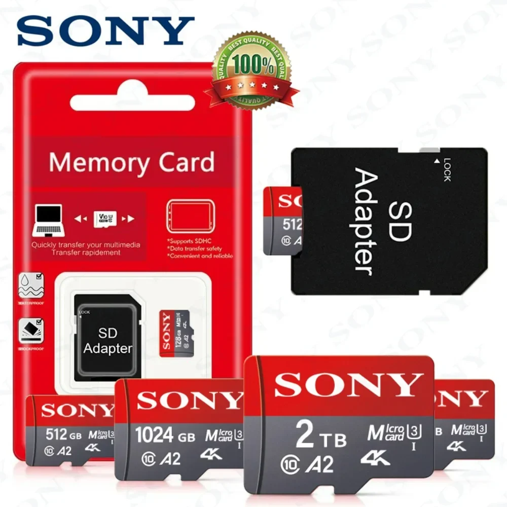 SONY Micro SD hafıza kartı sınıf 10 1TB 512GB 256GB 128 GB 64GB mikro SD TF Flash kart 32 64 128 GB MicroSD telefon kamera için