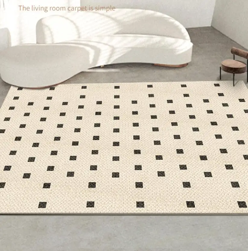 Ins Style Black White Checkerboard Rugs for Bedroom Wool Fleece Bedside Mat Cloakroom Carpet Large Area Carpets for Living Room